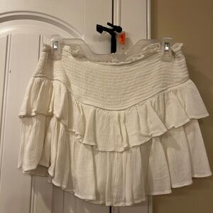 Mustard Seed White Ruffled Mini Skirt